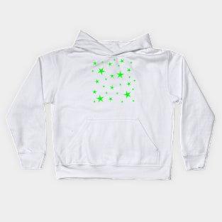 Bright Neon Green Stars Pattern Kids Hoodie